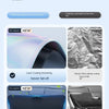 A comparison showing a new nano sunshade product with features like laser coating and improved blocking effect on a car winds