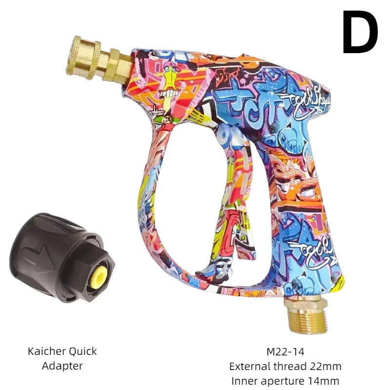 A high-pressure foam water gun kit featuring a colorful, decorated plastic body and an M22-14 threaded nozzle.