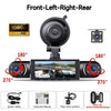 Caméra dashcam 1080p avant-arrière-latérale avec couverture 360 degrés et accessoires