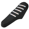 Black motorcycle seat cover with silver stripes for e-bikes and scooters
