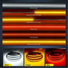 Three rows of LED lights showing white, yellow, and red illumination for a truck tail light bar