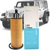 OEM quality oil filter packaged in a box shown next to a Jeep vehicle.
