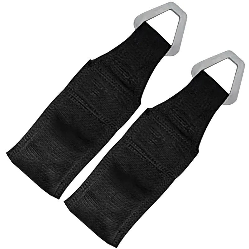 Black heavy-duty bed anchor with metal loops for truck tailgate