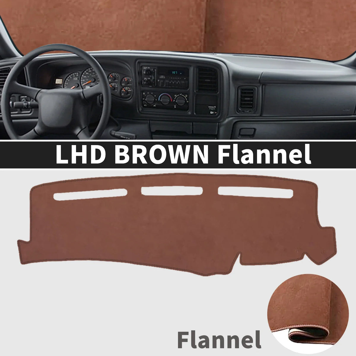 Protection de tableau de bord en feutre marron pour Chevrolet Silverado
