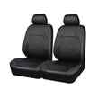 Black full coverage PU leather car seat covers shown in a side view.