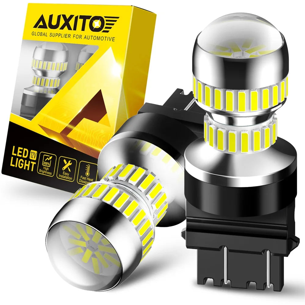 A set of universal LED lights and bulbs packaged in a yellow box for automotive use