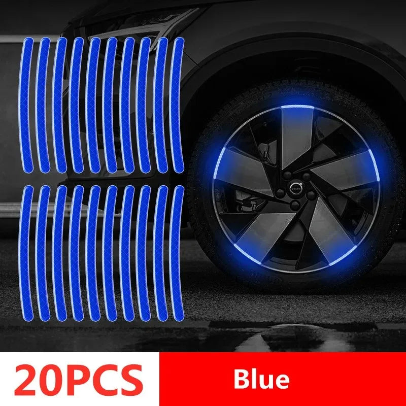 20 blaue reflektierende vertikale Streifen für Felgenaufkleber für Auto oder Motorrad
