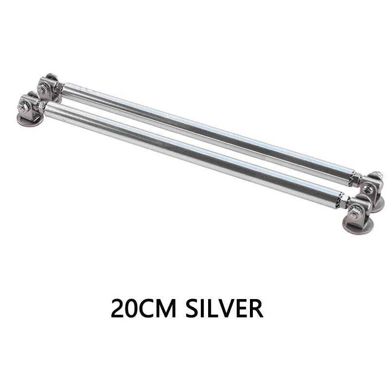 A pair of 20cm silver universal adjustable bumper lip splitter rods.