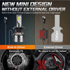 Comparison of built-in and external LED headlight bulbs, showing fitment differences.