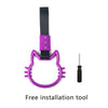 A purple strap with a hand pull ring and a black tool for installation.