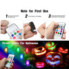 A set of multi-color LED strobe lights for Halloween, including a pumpkin-shaped light.