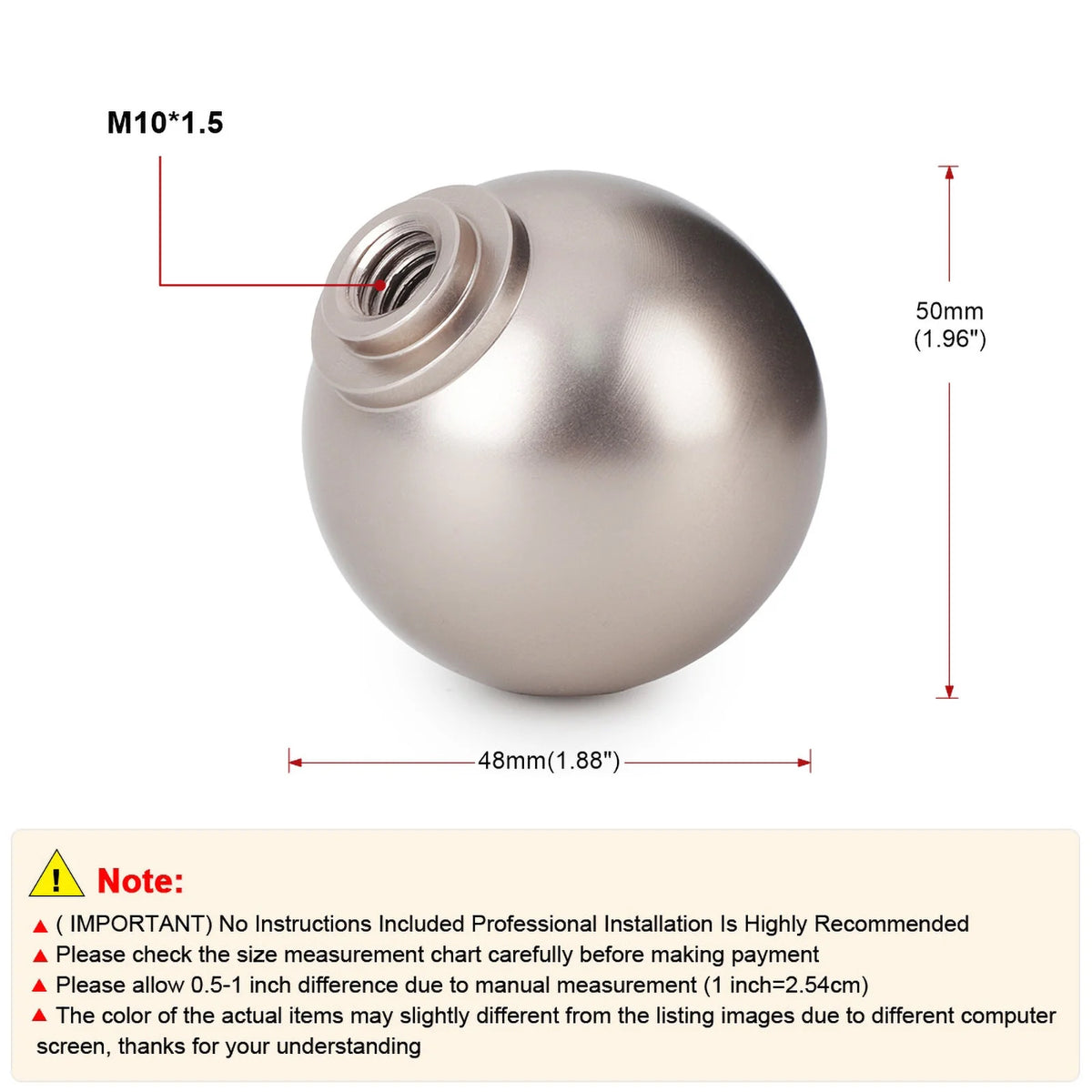 A matte silver aluminum ball shift knob for a Honda manual transmission.