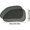 A pair of black mesh sun shades for car side windows, measuring 65cm long and 38cm high.