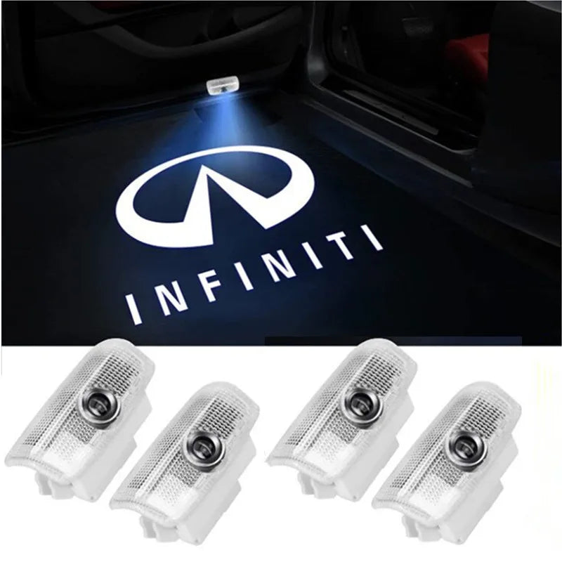 Four white car door shadow light projectors for Infiniti models