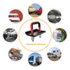 A heavy duty trailer anti-rattle stabilizer lock shown with various applications including trailers, boats, and vehicles.