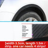 Carbon fiber wheel arch trims showing dimensions and application for auto body styling
