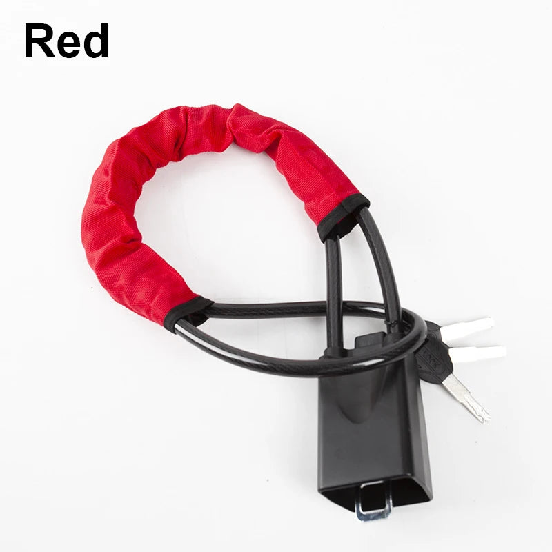 Red universal car steering wheel and seatbelt anti-theft lock device