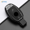 Black carbon fiber car key cover with two electronic buttons for Mercedes models