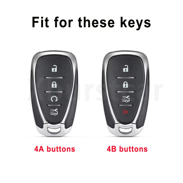 Two black key fobs, one with four buttons and one with four buttons, shown for fit comparison.