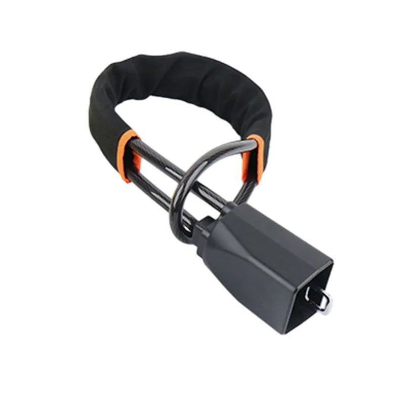 Black and orange universal car steering wheel anti-theft lock device.