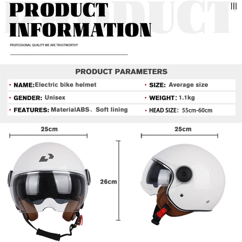 Weißer offener Motorradhelm aus Front- und Seitenansicht.