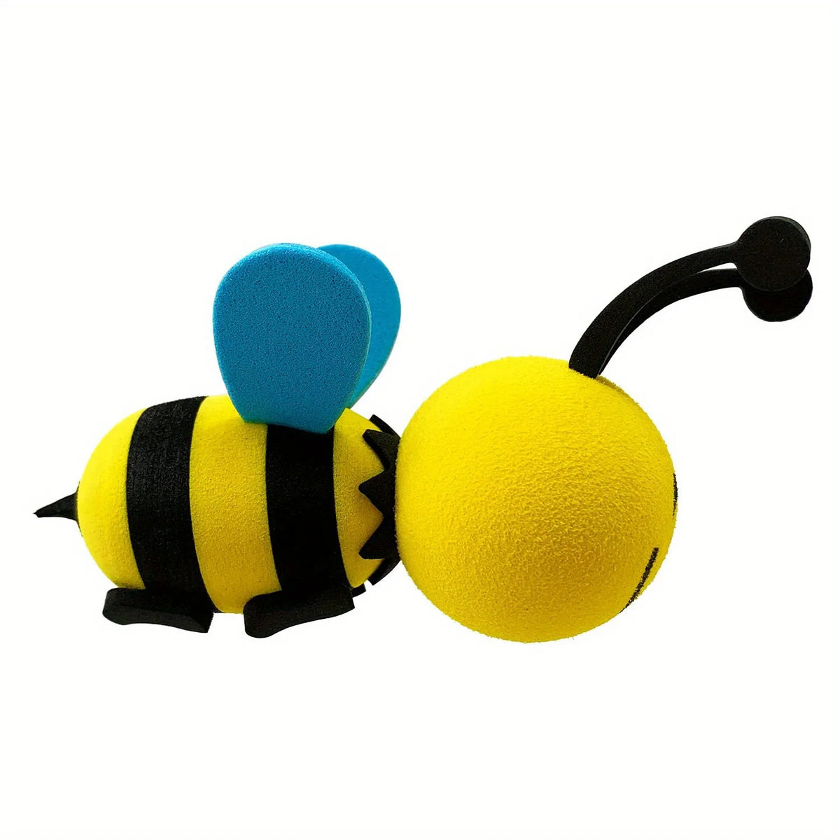 A set of bee-themed car antenna decorations featuring a yellow bee body and blue wings.