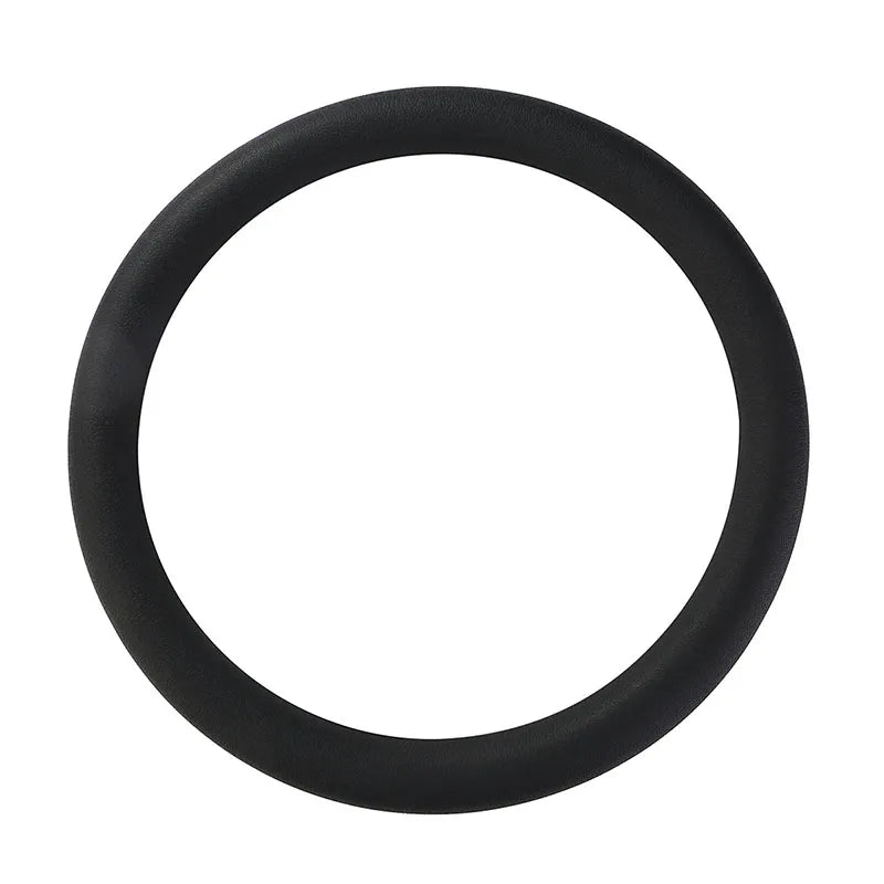 A black, thin silicone steering wheel cover ring.