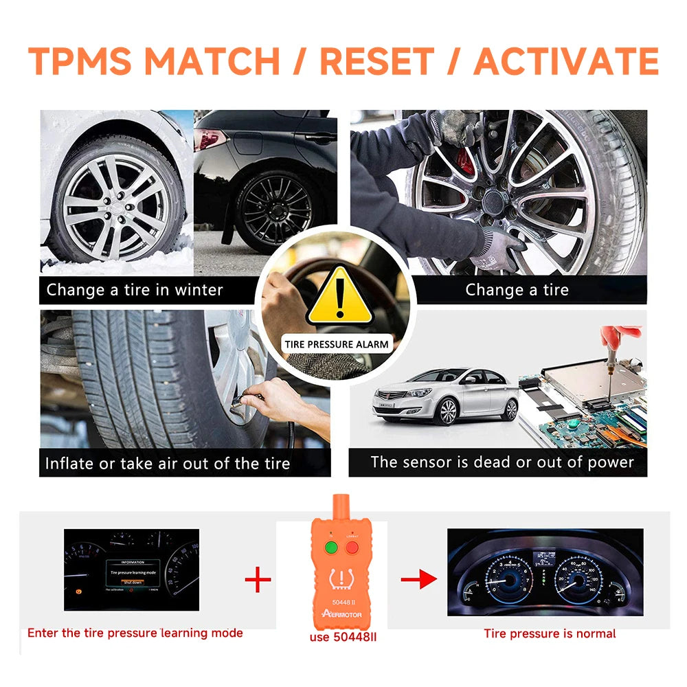 A tool for TPMs match reset and activate used to change tires and check tire pressure