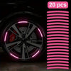 A set of 20 reflective pink car tire and wheel decorations displayed against a dark background.
