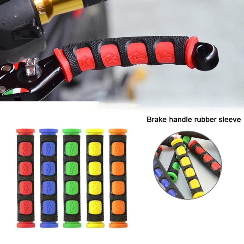 Assortment of colored brake handle rubber sleeves for motorcycle levers.