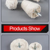 Various rolls of white felt polishing wheels with metal shanks for jewelry and metalwork