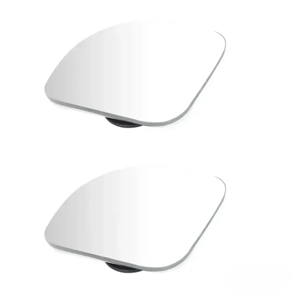 A white 360° adjustable blind spot car mirror viewed from above.