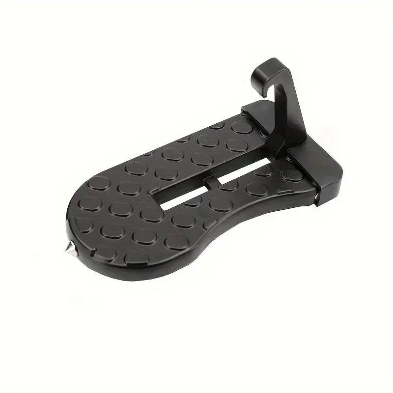 Black foldable car door step pedal and roof access hook.