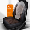 A black car seat cover in a 3D version with a tan leather design shown on a white background.