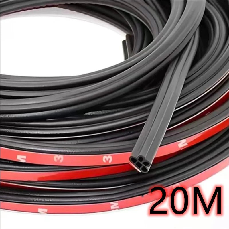 Roll of black and red car door soundproofing seals, coiled and laid out for sale.