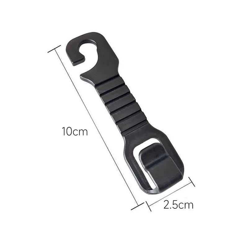 Black universal car seat back headrest storage hooks with adjustable clamping mechanism