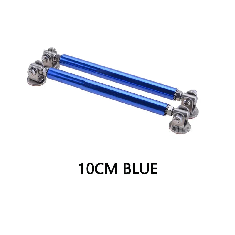 A pair of 10cm blue universal adjustable bumper lip splitter rods.
