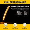 High performance smoked LED side marker lights for a vehicle, showing upgraded light output and features.