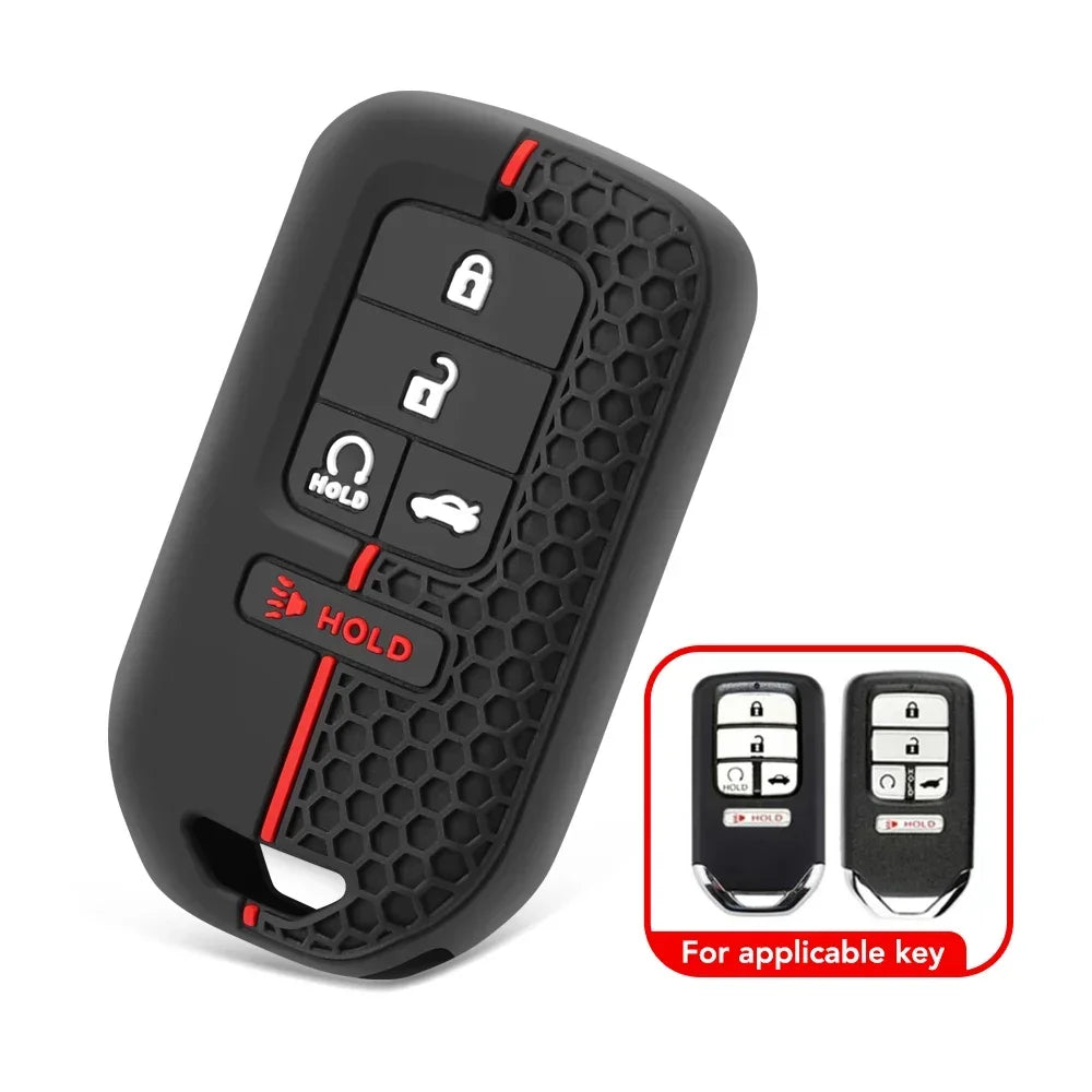 Black silicone car key cover with three buttons for automotive keys