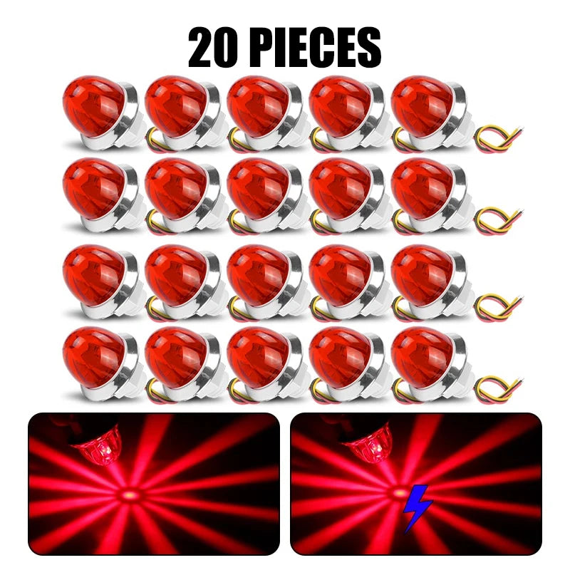 A set of 20 mini LED flashing turn signals for trucks and trailers, shown in a close-up view.