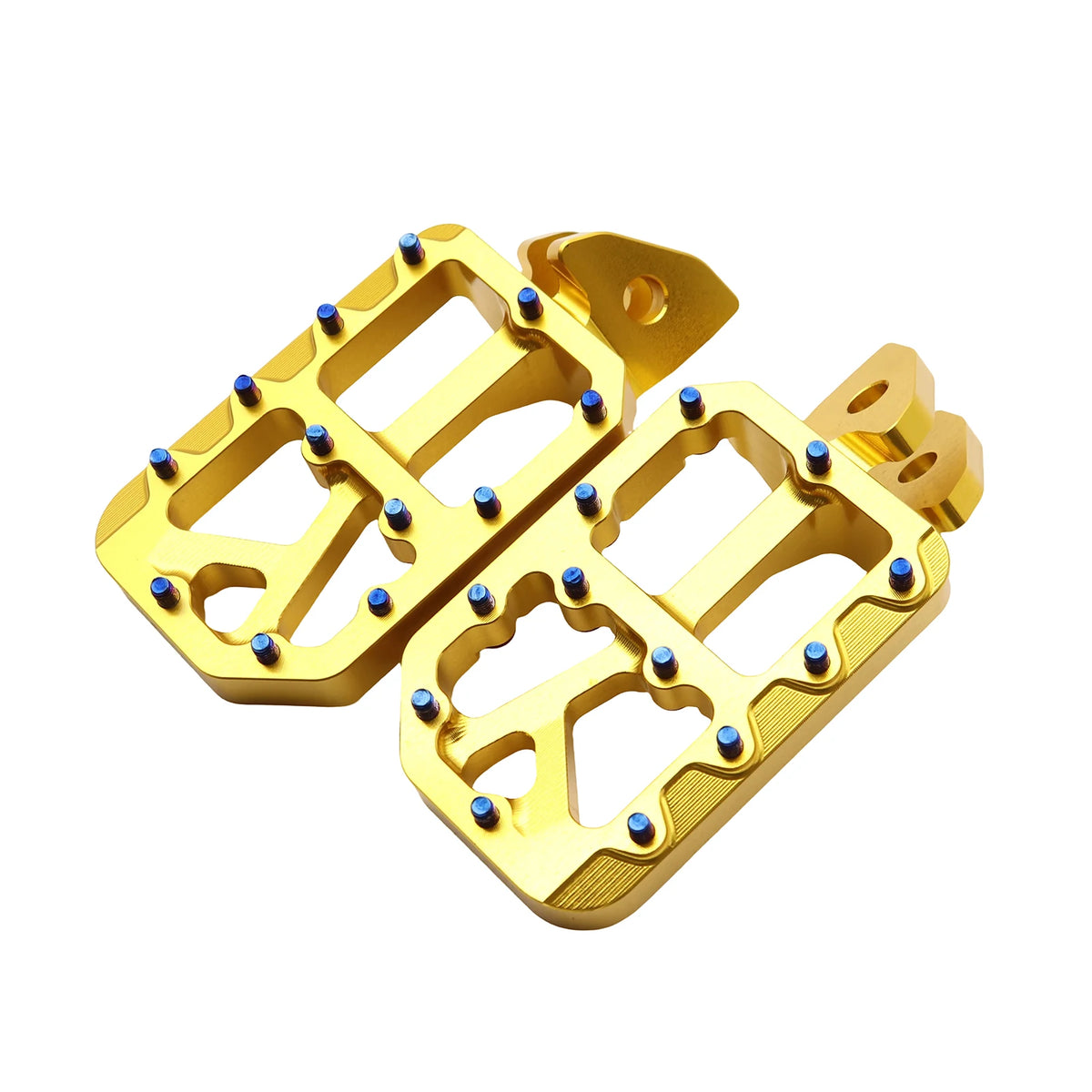 Goldfarbene CNC-Aluminium-Fußstützen für Sur Ron E-Bikes.