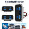 Flush mount charger panel with multiple USB ports and cables for vehicle use