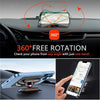 A 360 degree magnetic car phone holder is shown mounted on a car dashboard, allowing users to check their phone from any angl