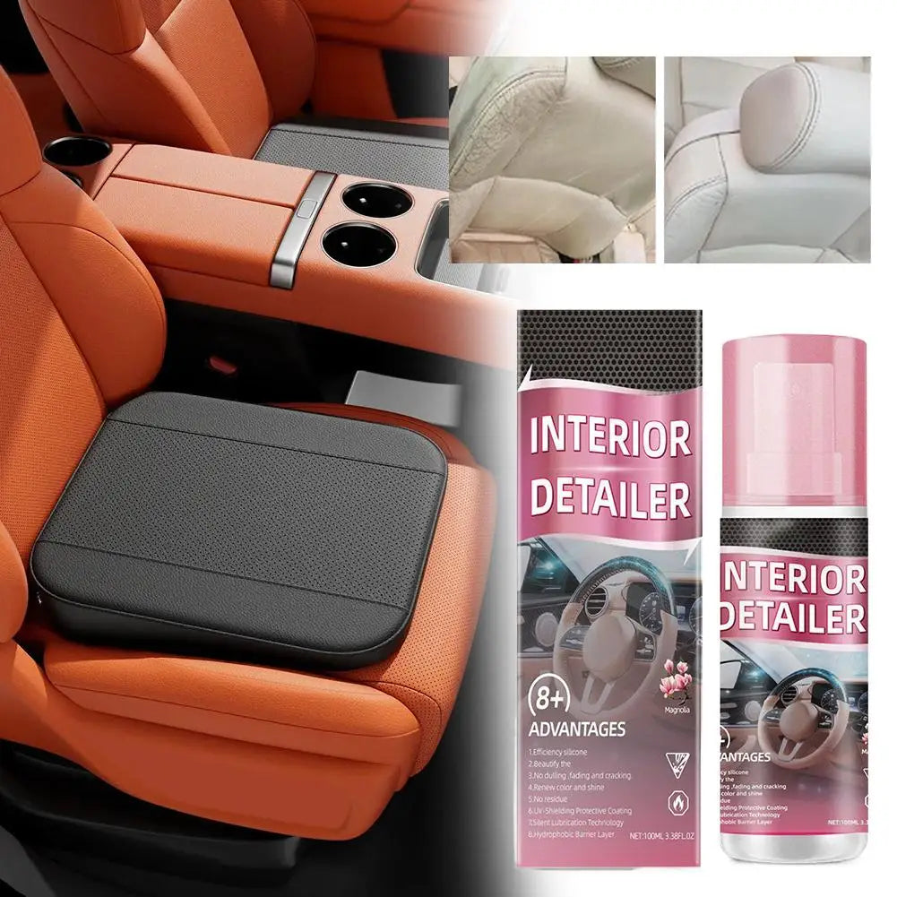 Spray zum Reinigen von Auto-Innenraum neben einem Autositze