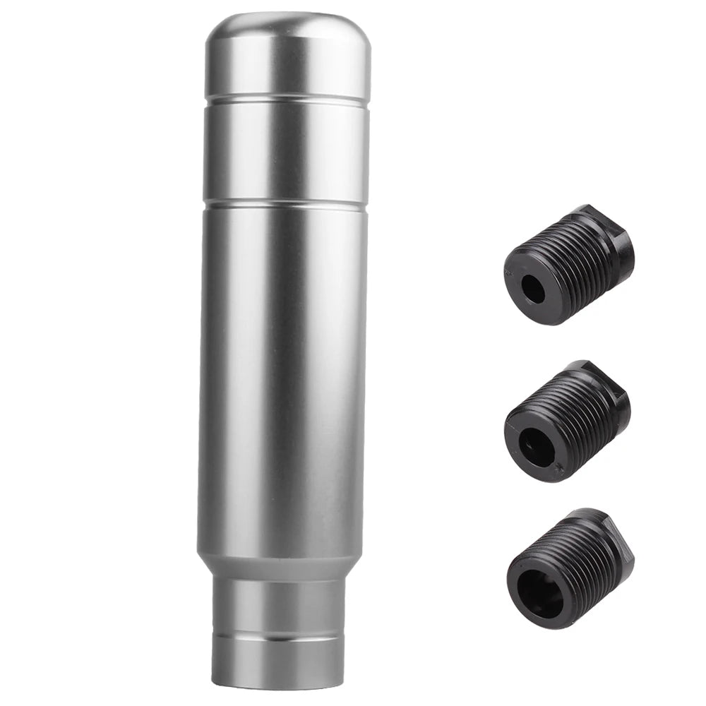 Silver aluminum gear shift knob with universal fit