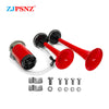 Red and black air horn kit with compressor and various screws and rings