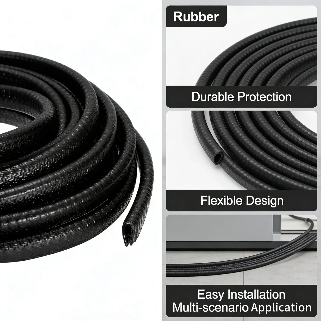 Moldura de goma negra con borde duradero, diseño flexible e instalación fácil para múltiples aplicaciones.