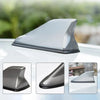 Silver carbon fiber look roof mount antenna shown in multiple angles on a white vehicle top