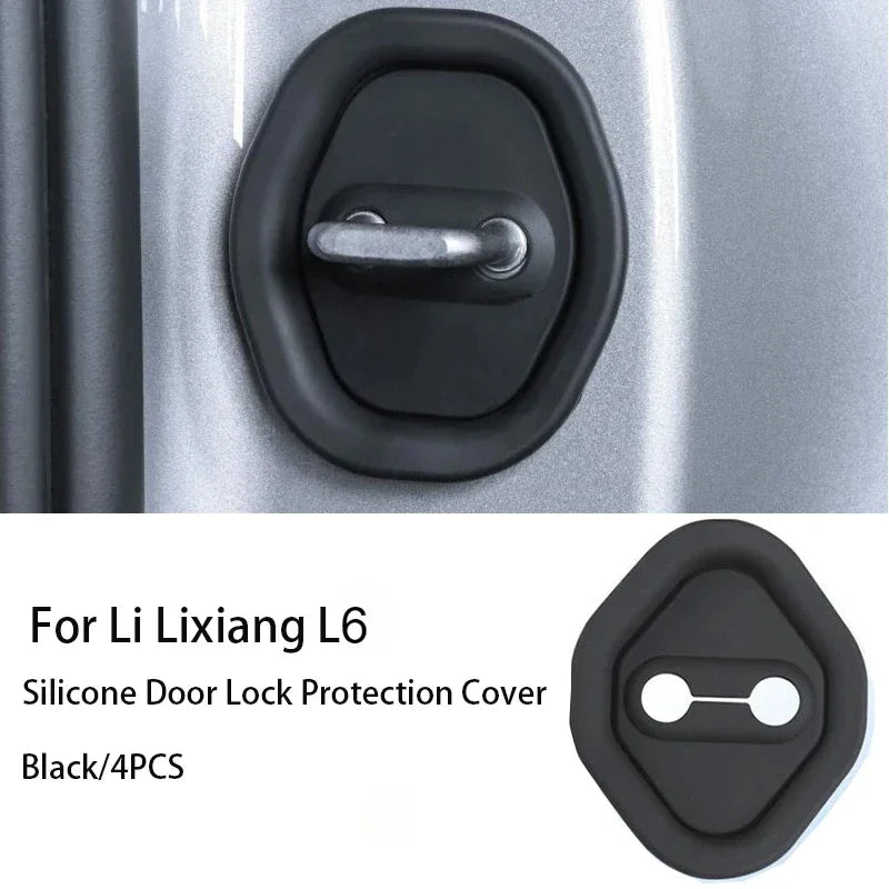 Black silicone door lock protection cover for Li Lixiang L6 car door.