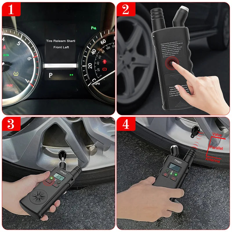 Outil universel de surveillance et de réapprentissage de la pression des pneus pour l'entretien automobile.